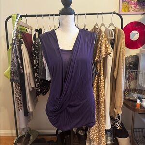 Halogen Purple Sleeveless Wrap Blouse